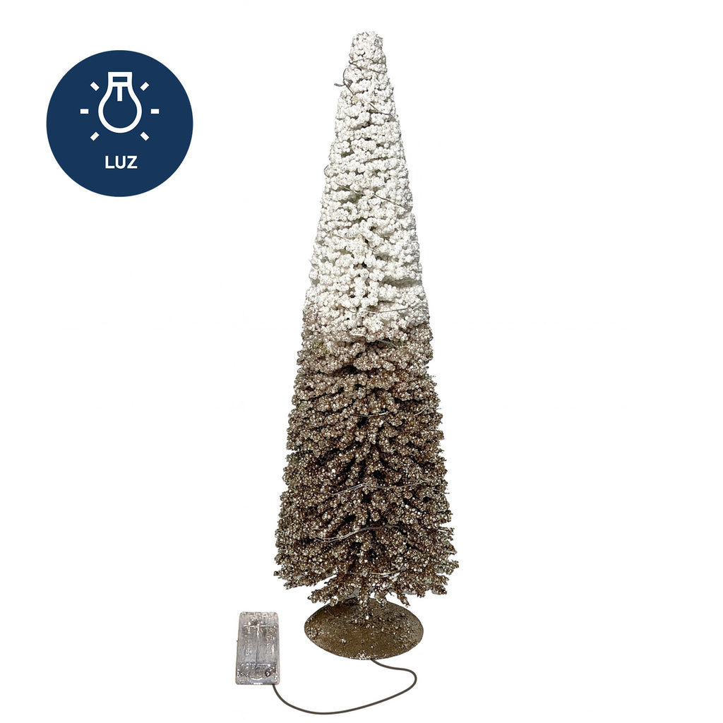 Figura navideña 50cm 30 luces LED árbol dorado