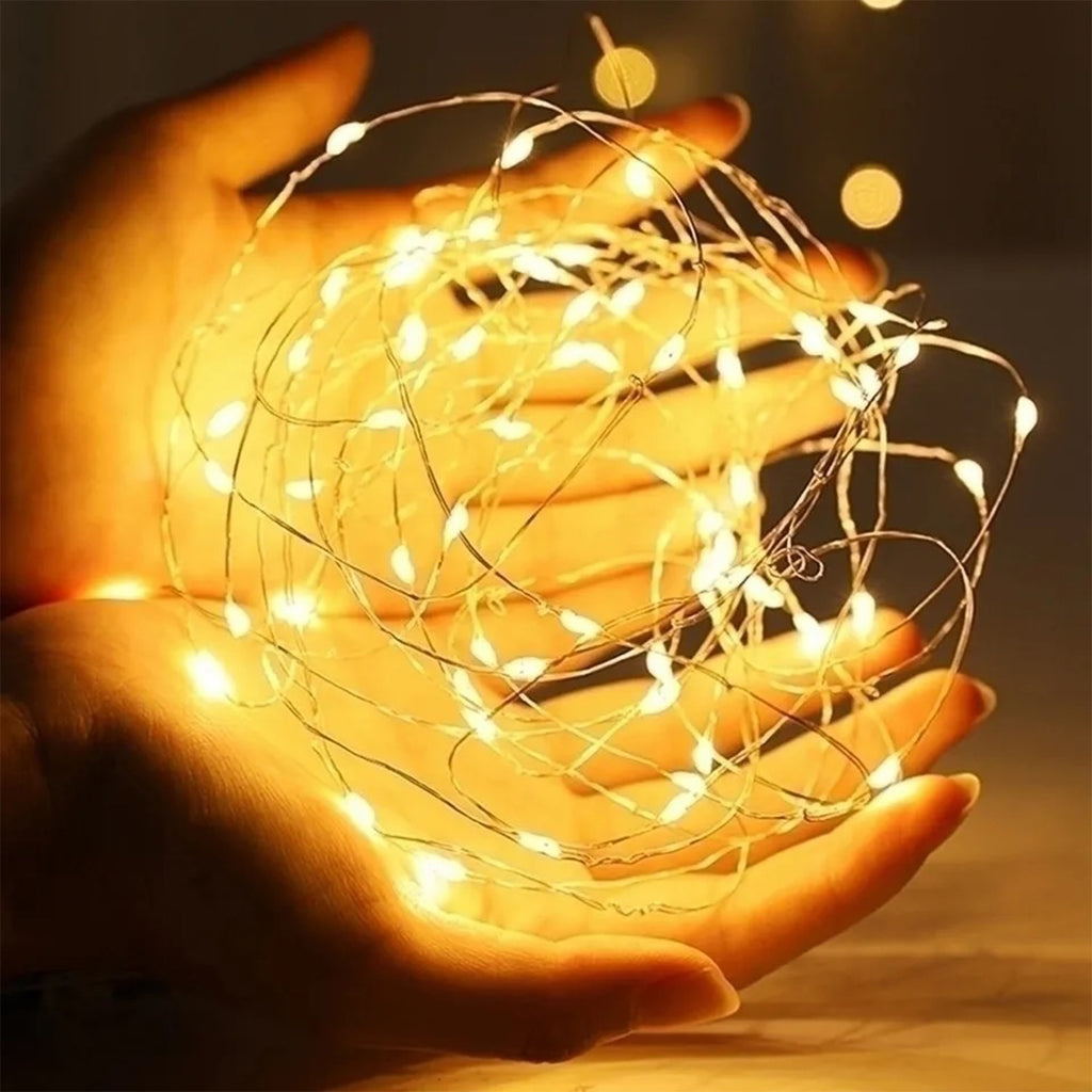 Luces navidad multicolor 50 led 4mt c/pila
