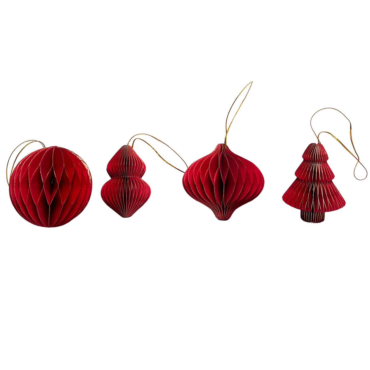 Colgante navidad 4pcs 8cm origami rojo
