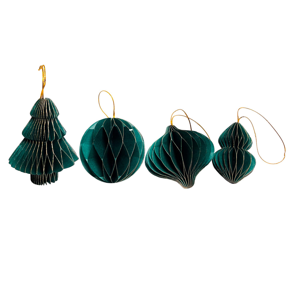 Colgante navidad 4pcs 8cm origami verde
