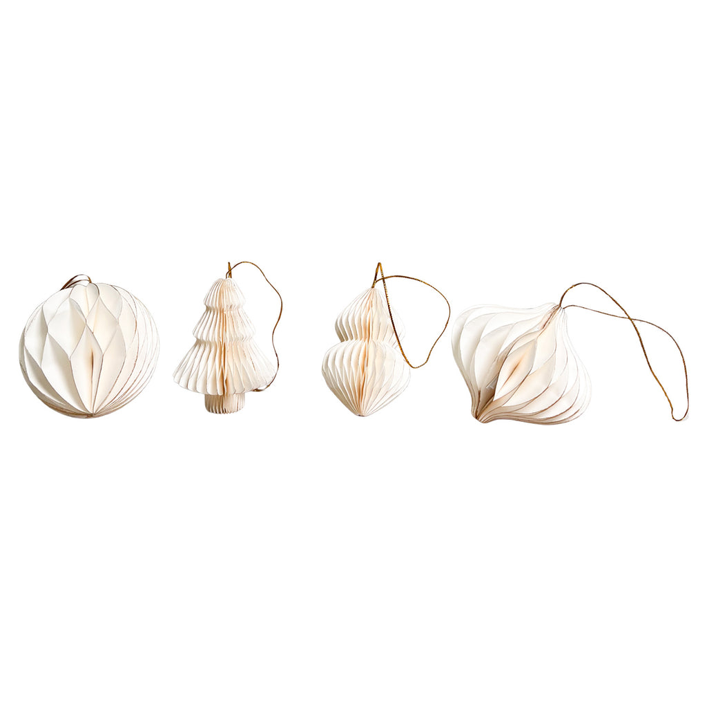 Colgante navidad 4pcs 8cm origami blanco
