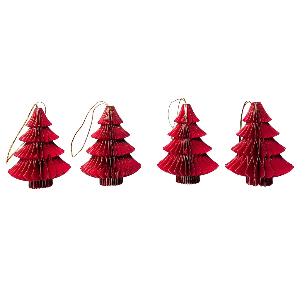 Colgante navidad 4pcs 10cm origami árbol rojo