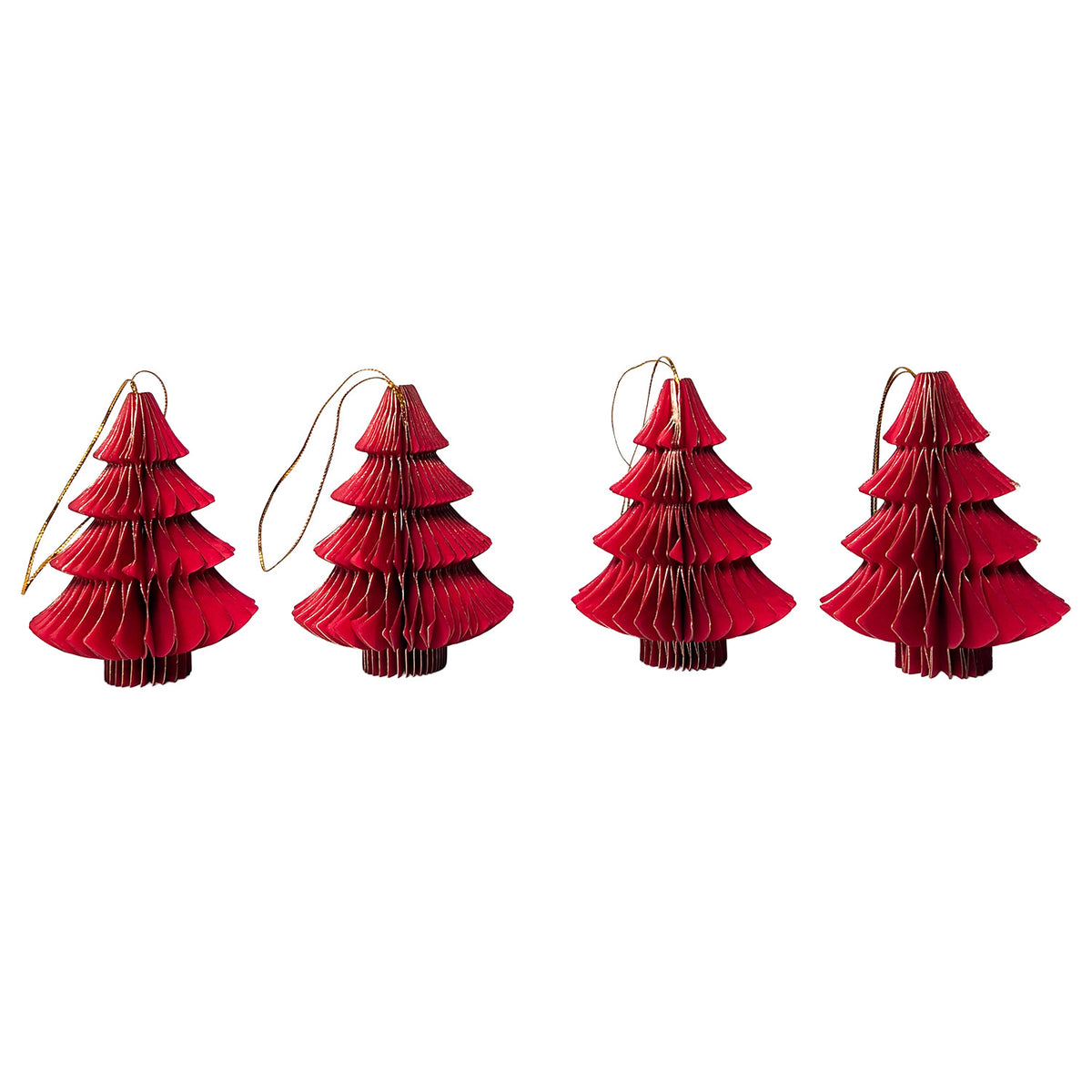 Colgante navidad 4pcs 10cm origami árbol rojo