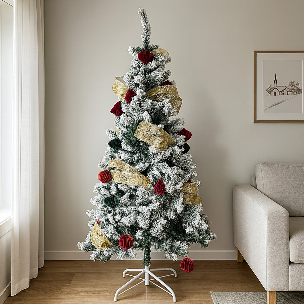 Árbol navidad nevado 180cm 600 ramas