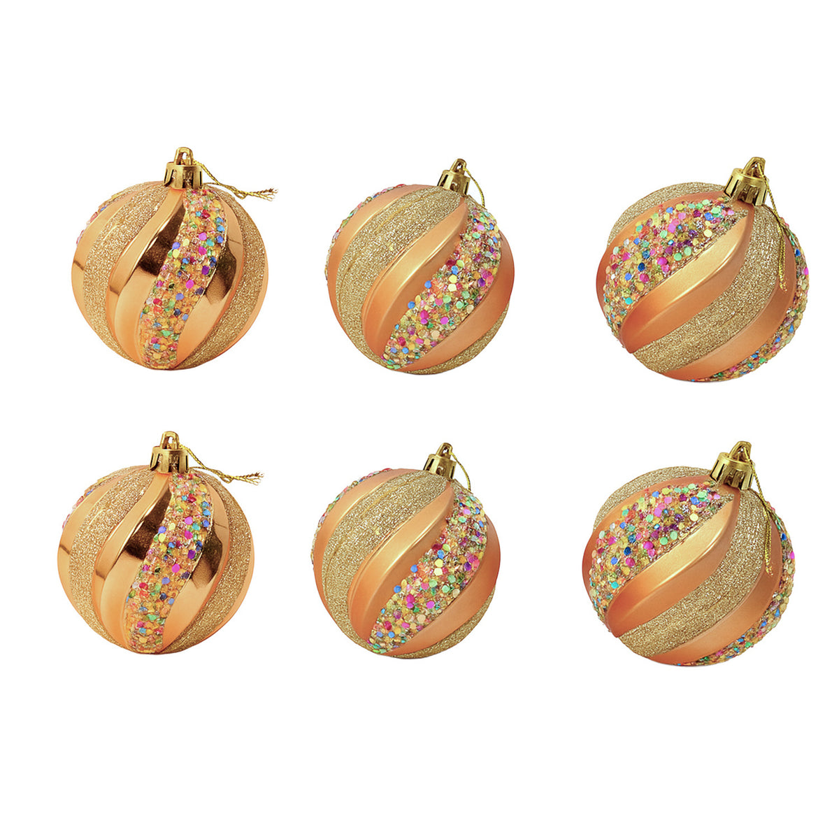 Bola navidad 8cm 6pcs dorado