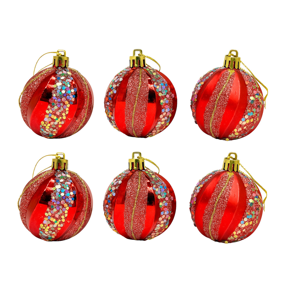 Bola navidad 8cm 6pcs rojo