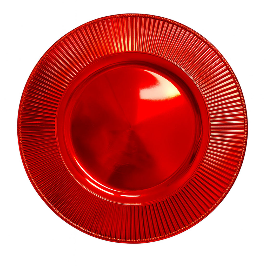 Plato melamina 33cm rojo acanalado