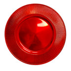 Plato melamina 33cm rojo acanalado