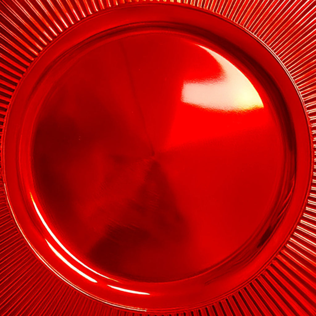 Plato melamina 33cm rojo acanalado
