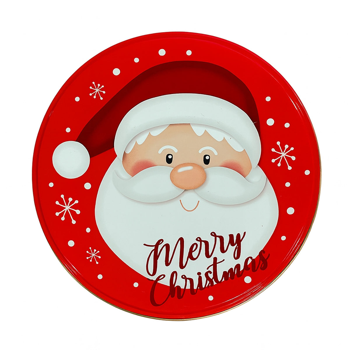 Caja lata navidad redonda pascuero rojo 17cm