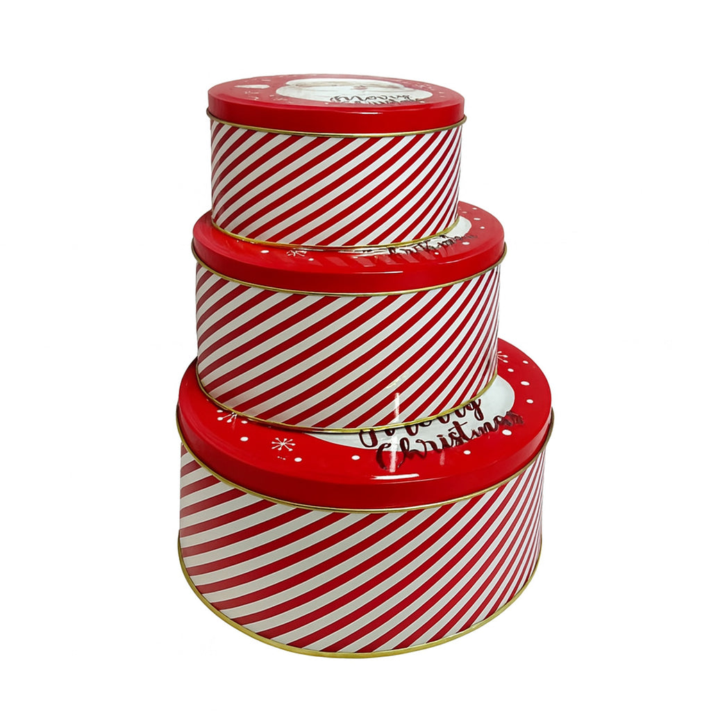 Caja lata navidad redonda pascuero rojo 17cm