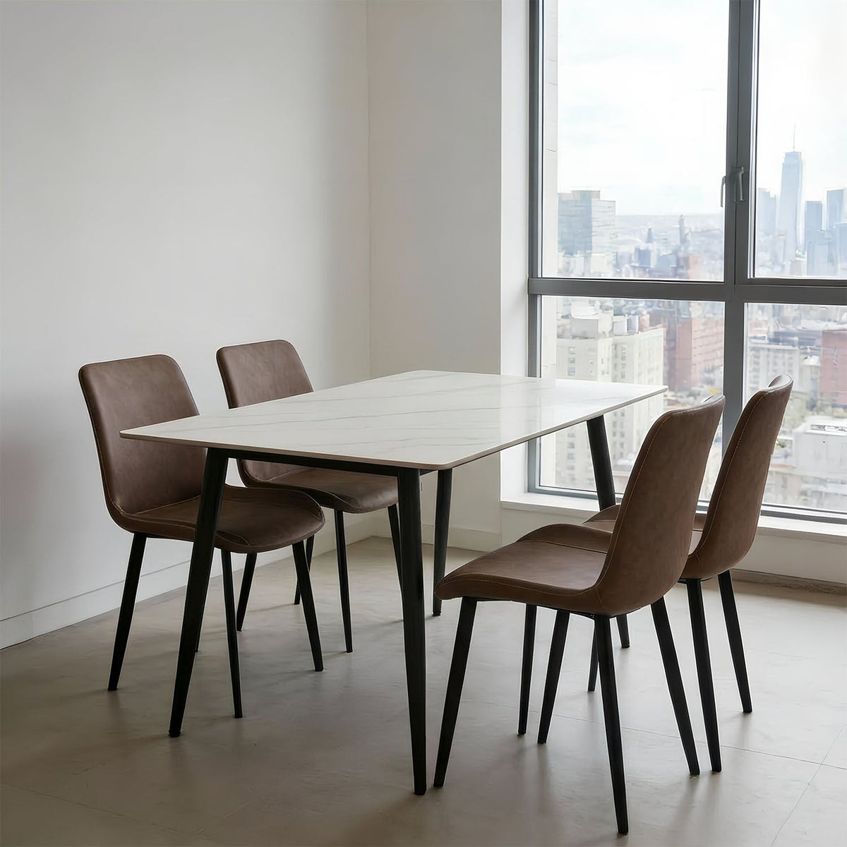 Juego comedor 4 sillas Curol Blanco / Café