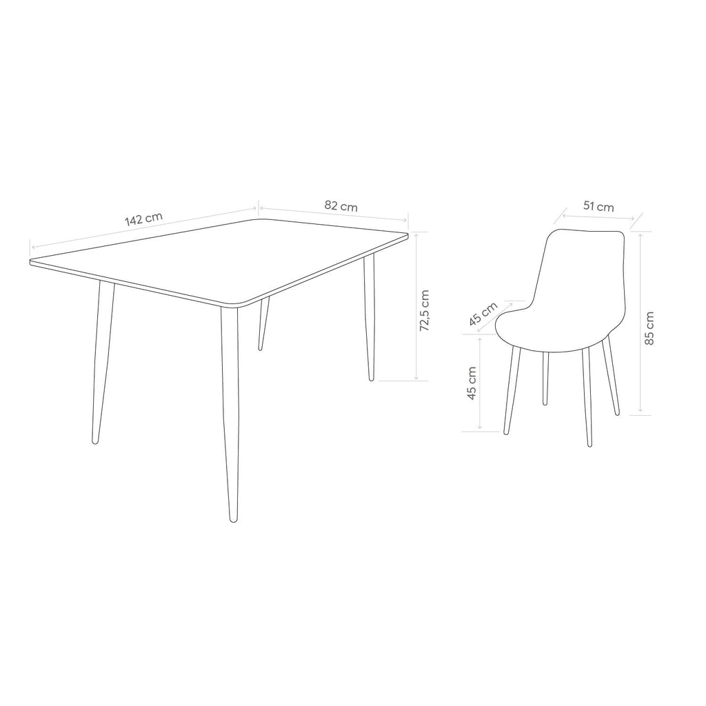 Juego comedor 4 sillas Curol Blanco / Café