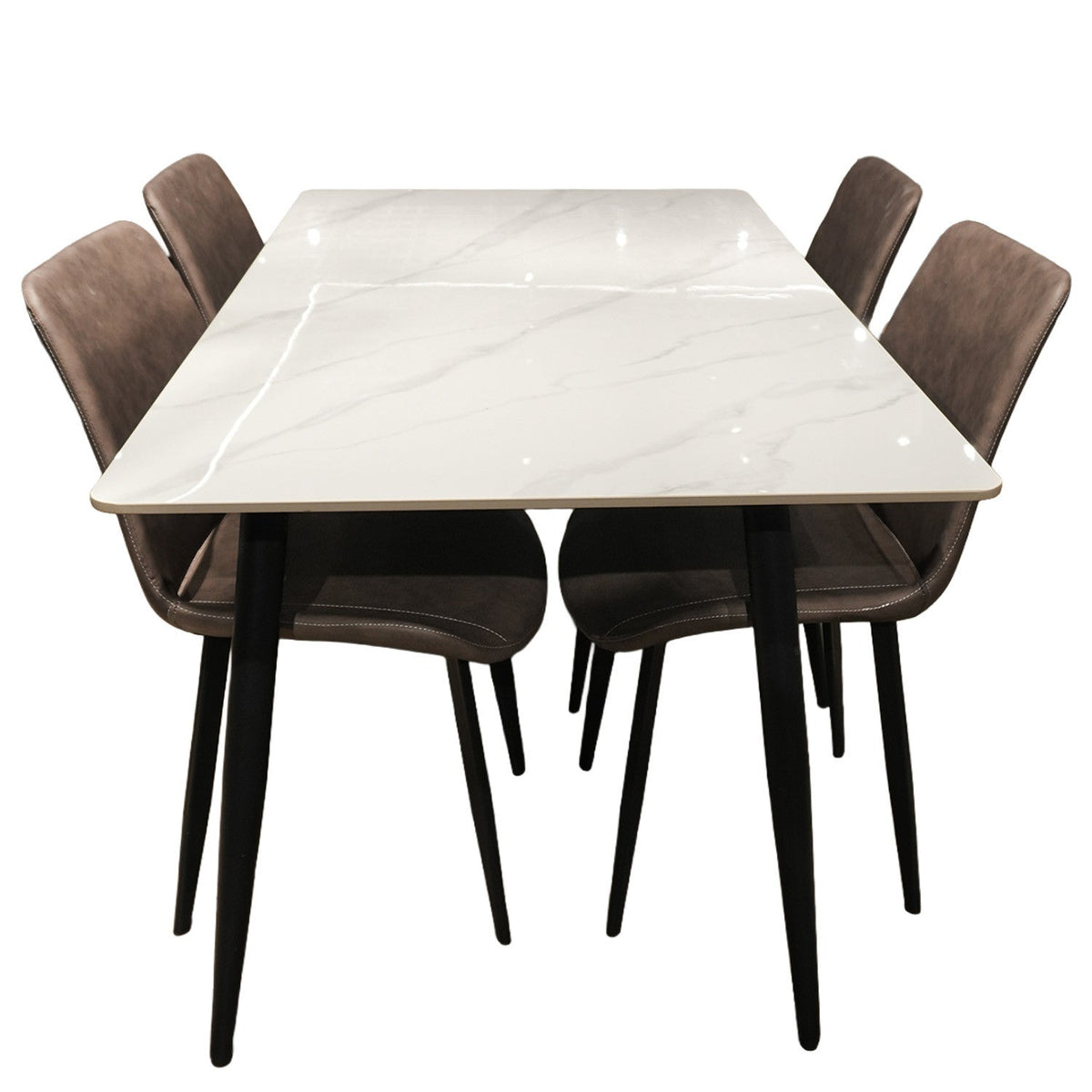 Juego comedor 4 sillas Curol Blanco / Café