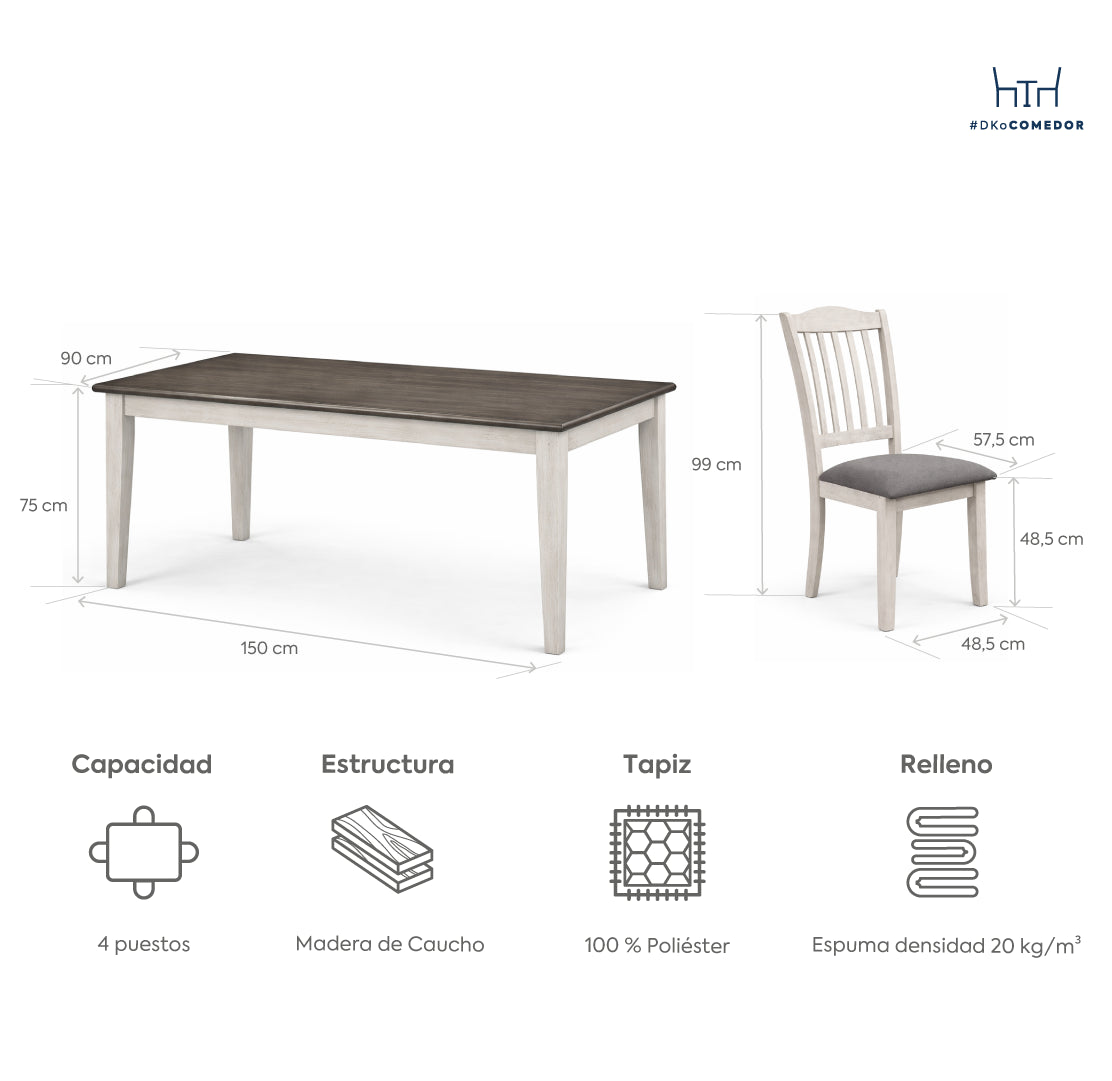 Juego comedor 6 sillas Dovie