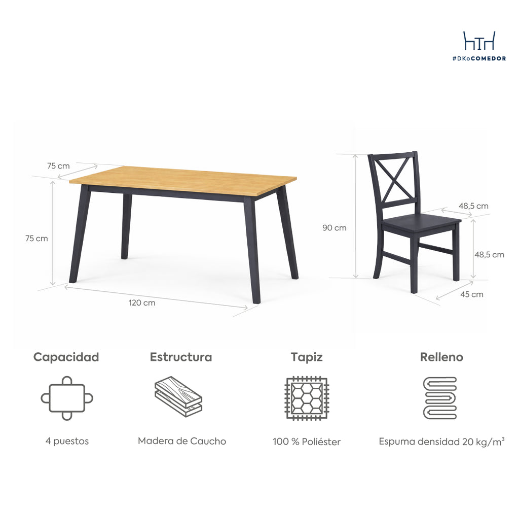 Juego comedor 4 sillas Jaxson