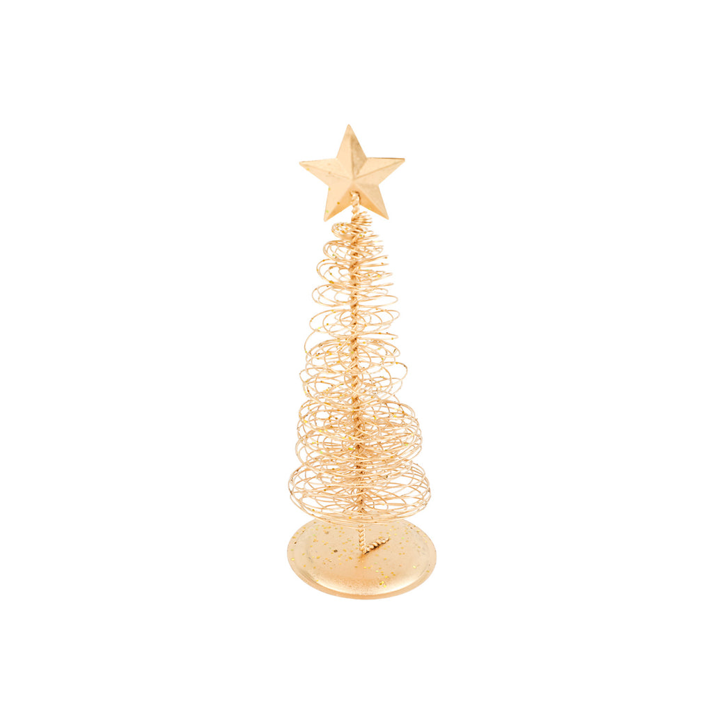 Adorno árbol navidad 6x20cm metal dorado glitter