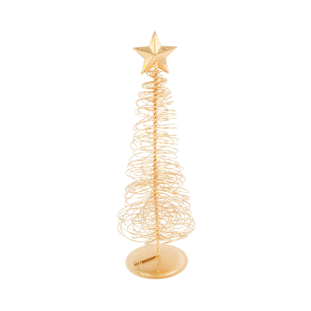Adorno árbol navidad 6x22cm metal dorado glitter