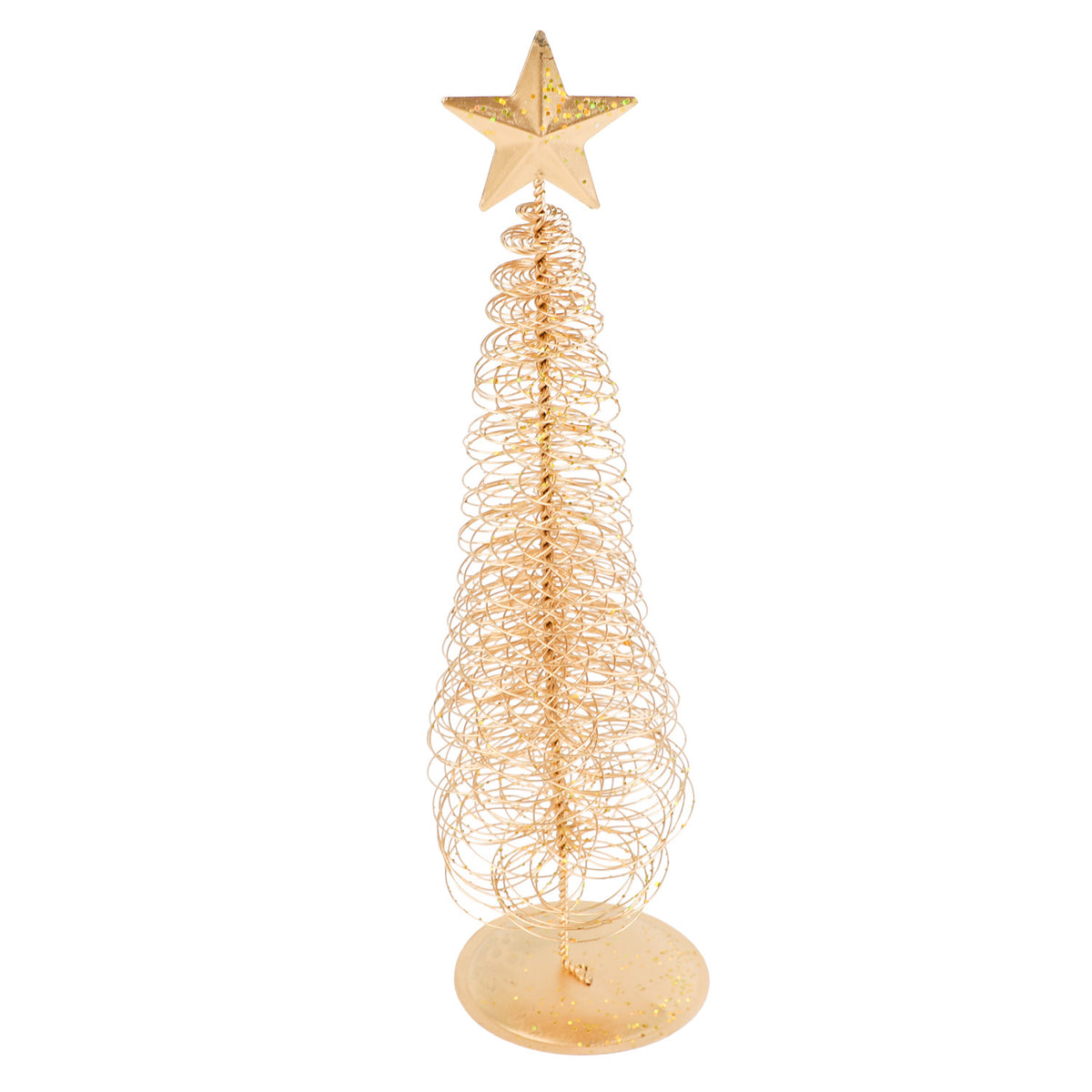 Adorno árbol navidad 8x30cm metal dorado glitter