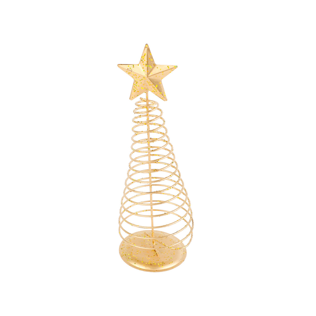 Adorno árbol navidad 8x20cm metal dorado espiral