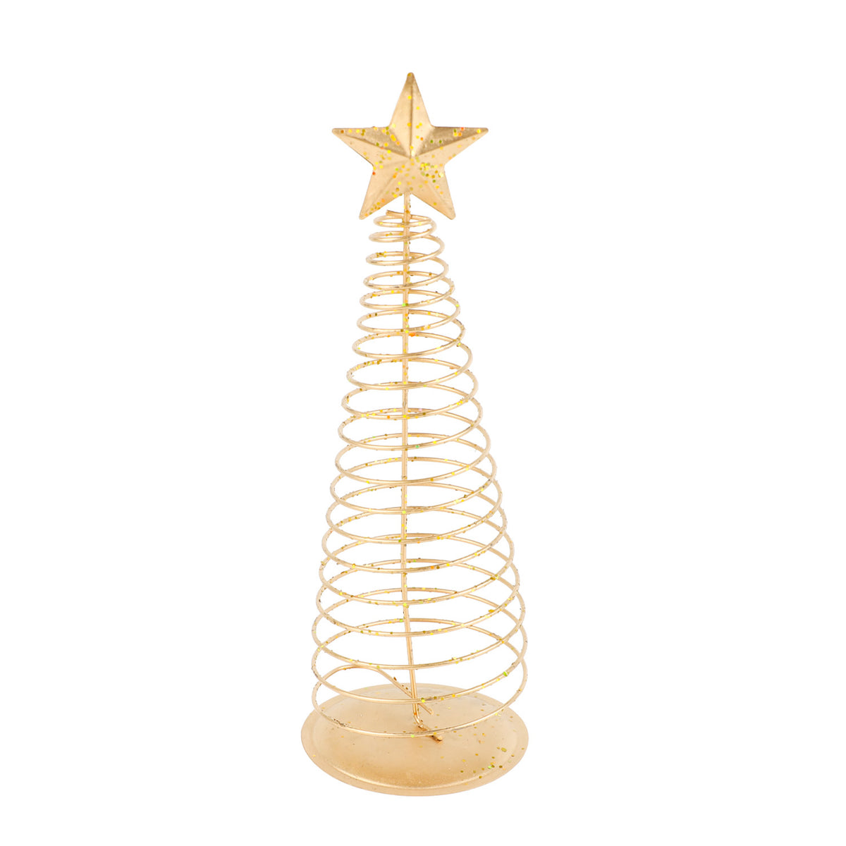 Adorno árbol navidad 8x24cm metal dorado espiral