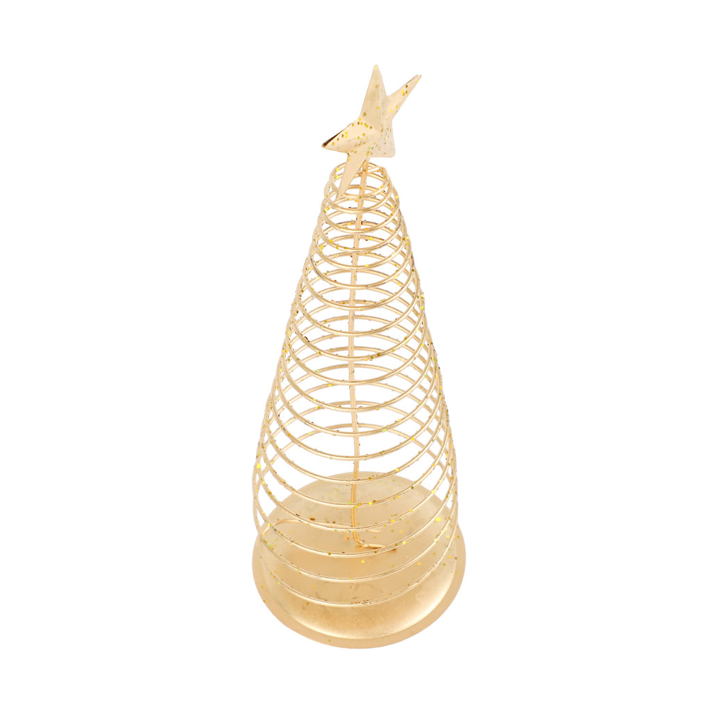 Adorno árbol navidad 8x24cm metal dorado espiral