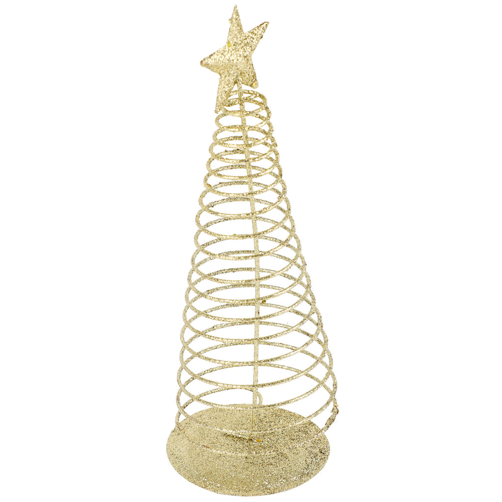 Adorno árbol navidad 8x30cm metal dorado espiral