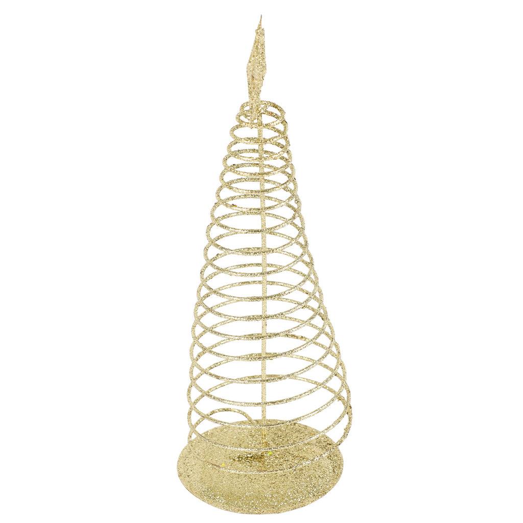 Adorno árbol navidad 8x30cm metal dorado espiral