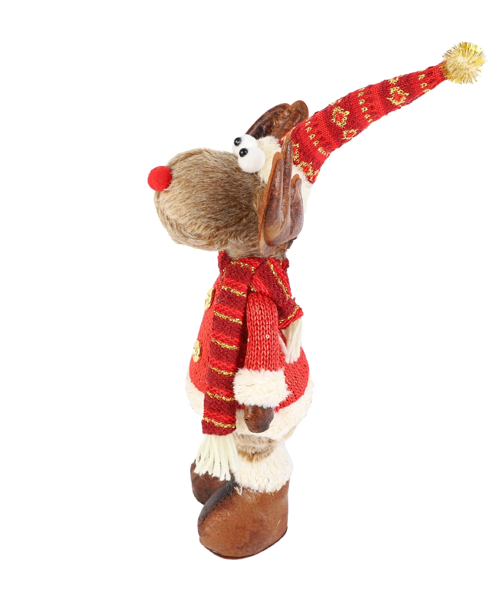 Reno peluche 60cm patas extensibles chaleco rojo