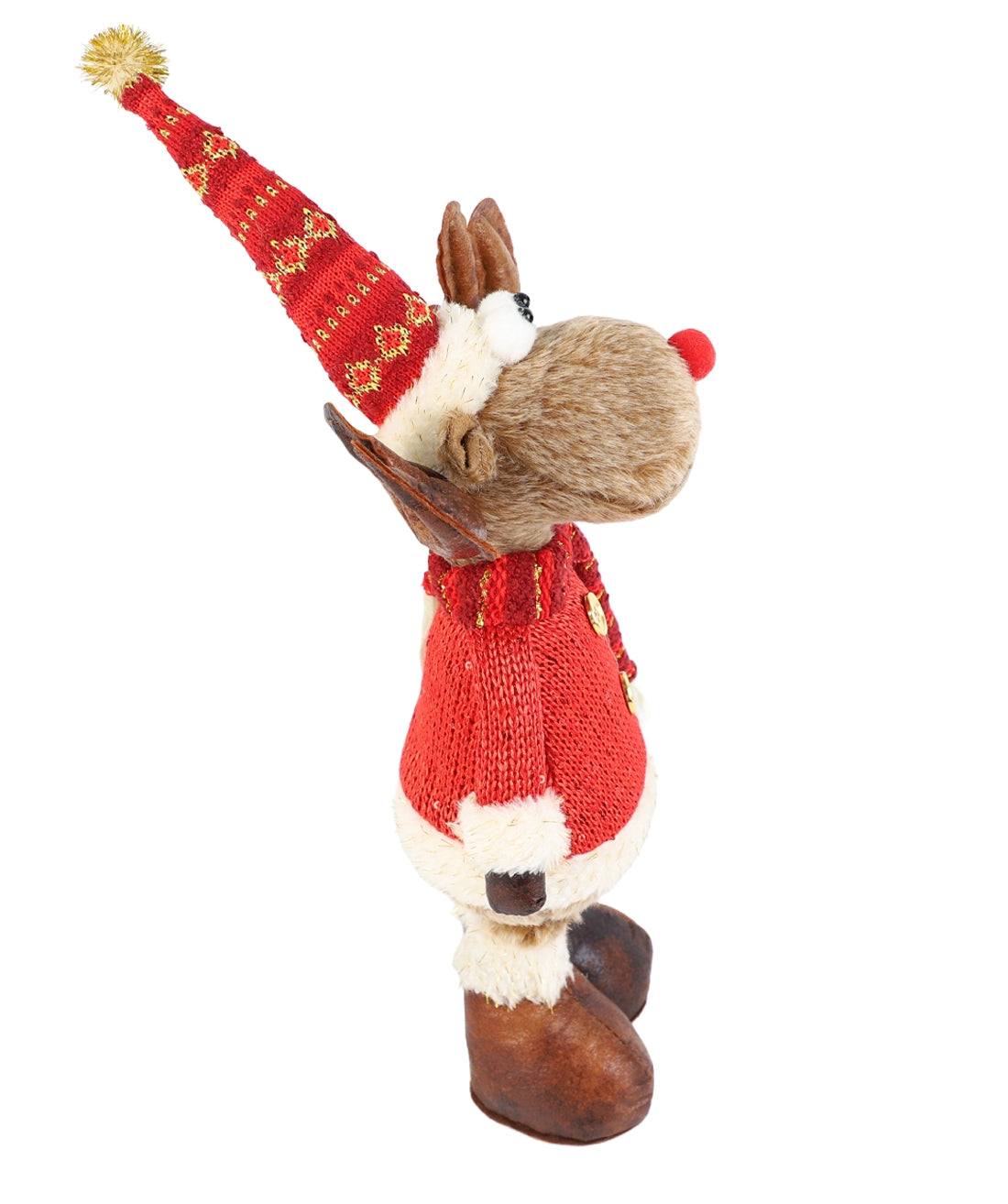 Reno peluche 60cm patas extensibles chaleco rojo
