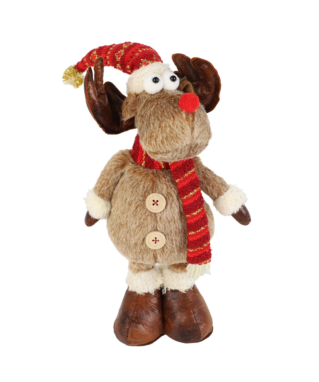 Reno peluche 60cm patas extensibles bufanda rojo