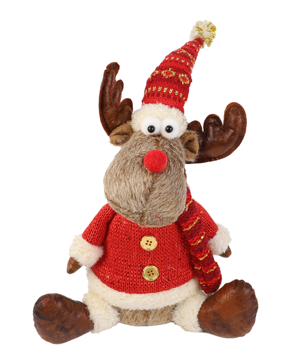 Reno peluche 40cm sentado rojo
