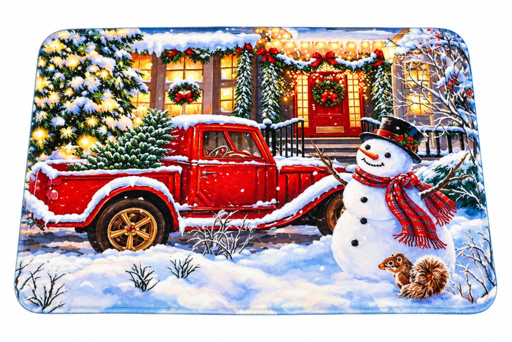 Alfombra navidad 38x58cm auto mono nieve