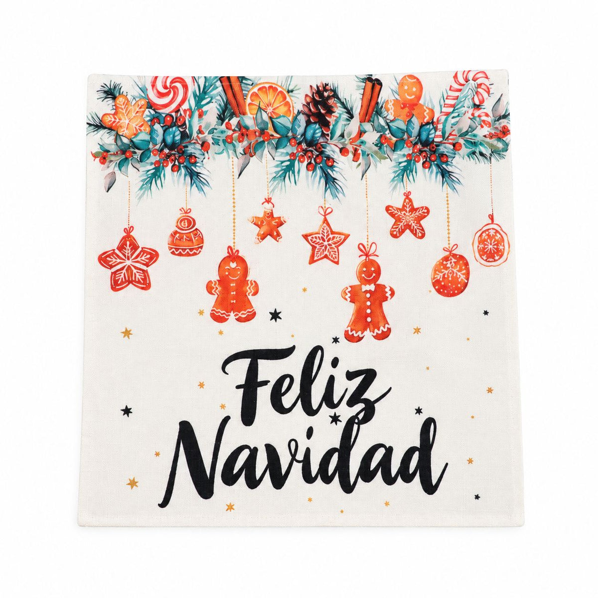 Funda cojín navidad 43x43cm jengibre feliz navidad