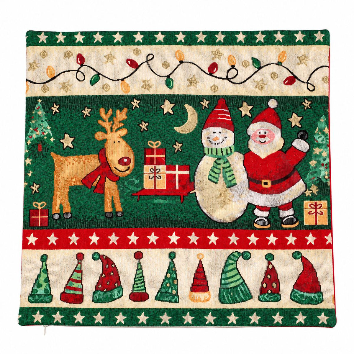 Funda cojín navidad 45x45cm reno pascuero verde