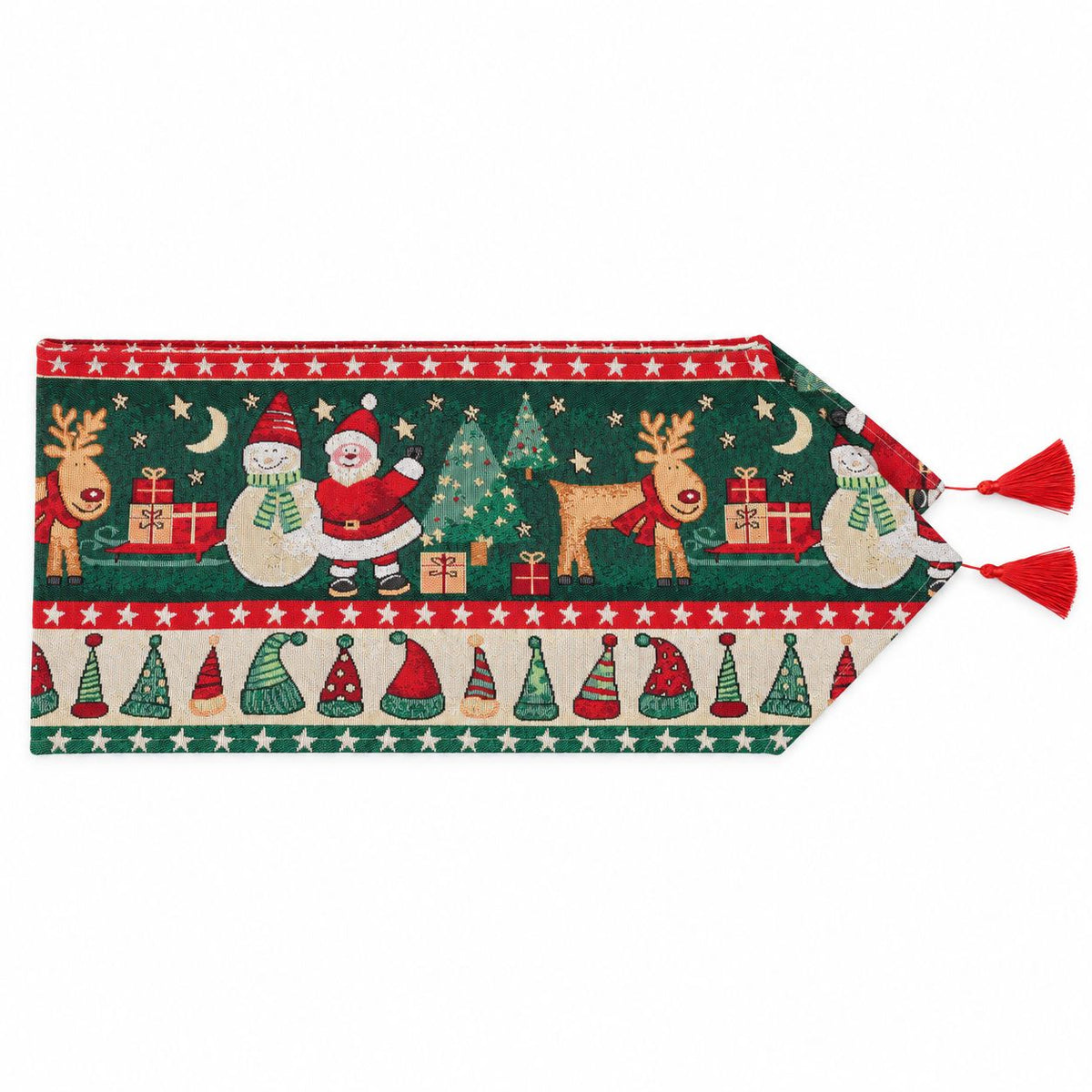 Camino mesa navidad 180x33cm reno pascuero verde
