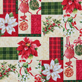 Mantel navidad cuadrado 150x150cm flores rojo verde