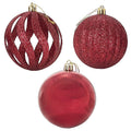 Esferas de navidad 8cm 12 piezas rojo vino surtido 3