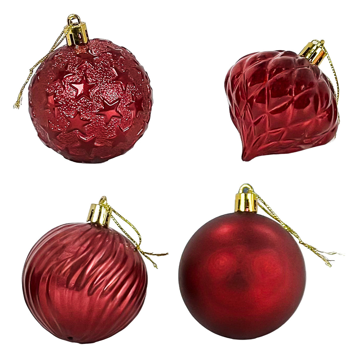 Esferas de navidad 8cm 12 piezas rojo vino surtido 4