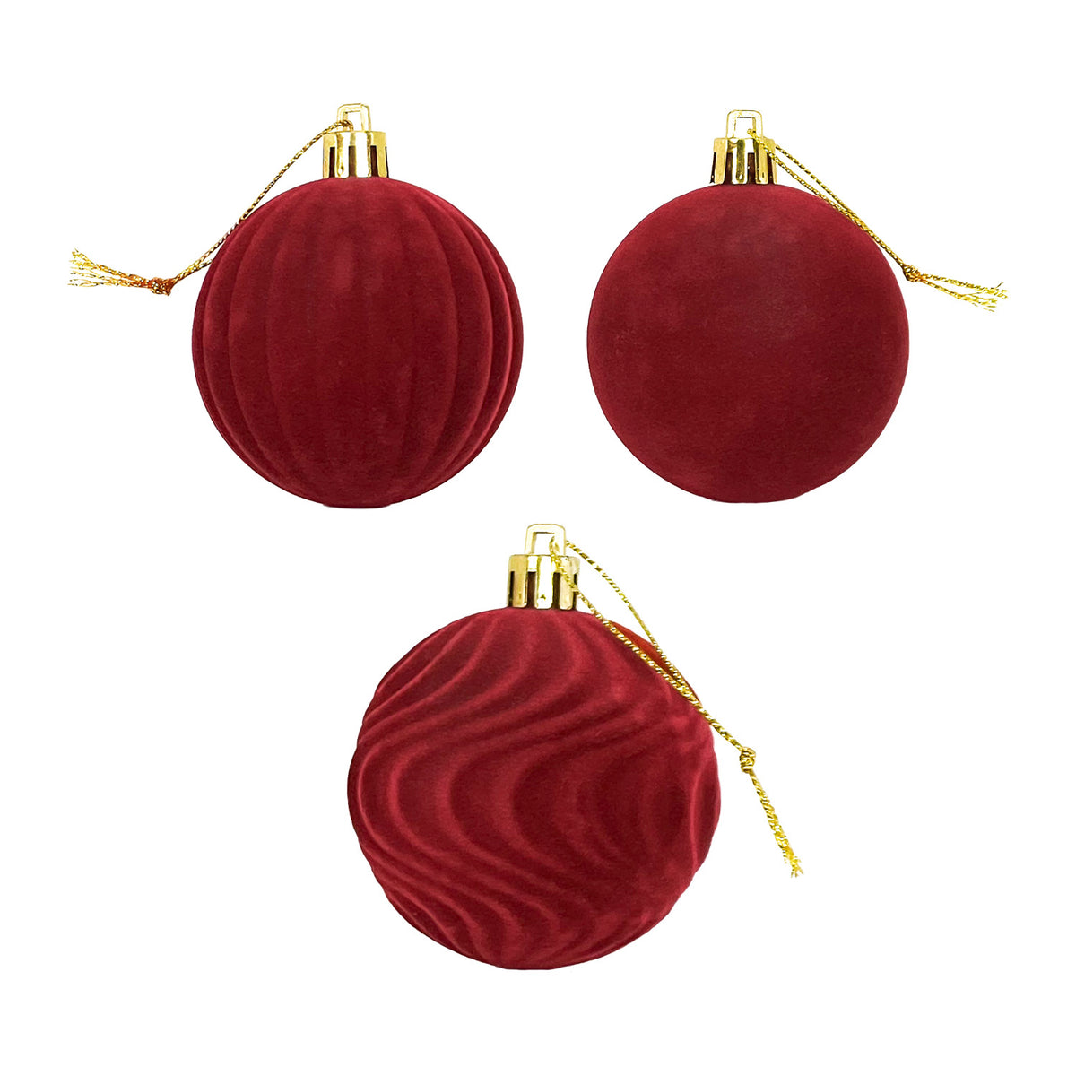 Esferas de navidad 6cm 12 piezas velvet rojo
