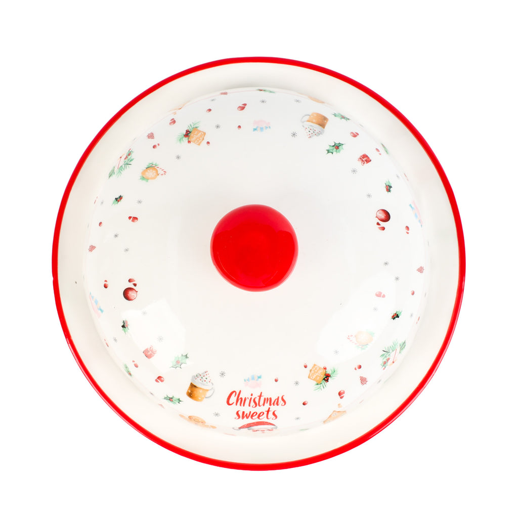 Plato cerámica navidad c/tapa 19,6x9,8cm