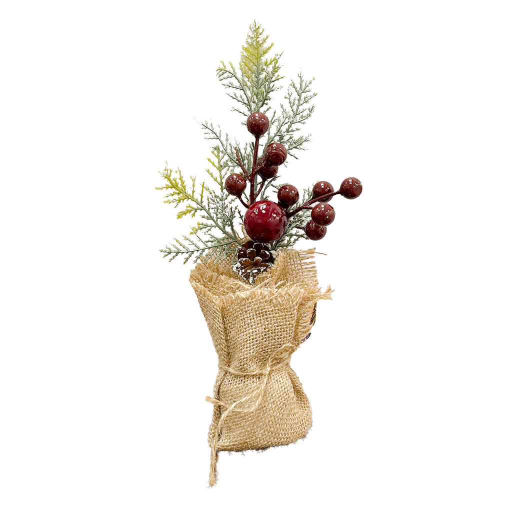 Arreglo navidad 26cm muerdago burdeo rojo surtido