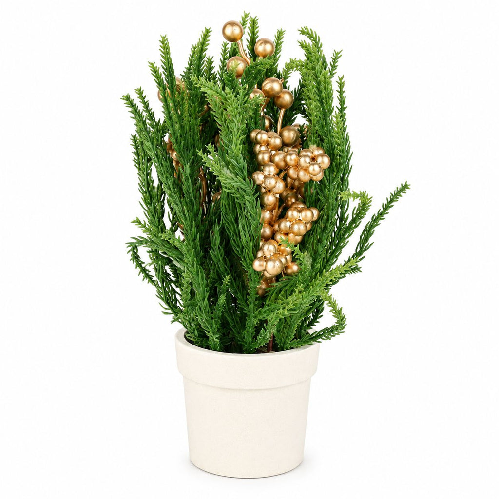 Arreglo ramas navidad 20cm muerdago dorado