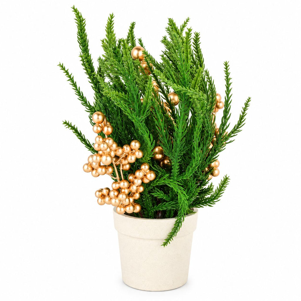 Arreglo ramas navidad 20cm muerdago dorado