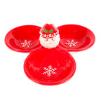 Pocillo triple ceramica navidad 22x20,5x9,5cm rojo