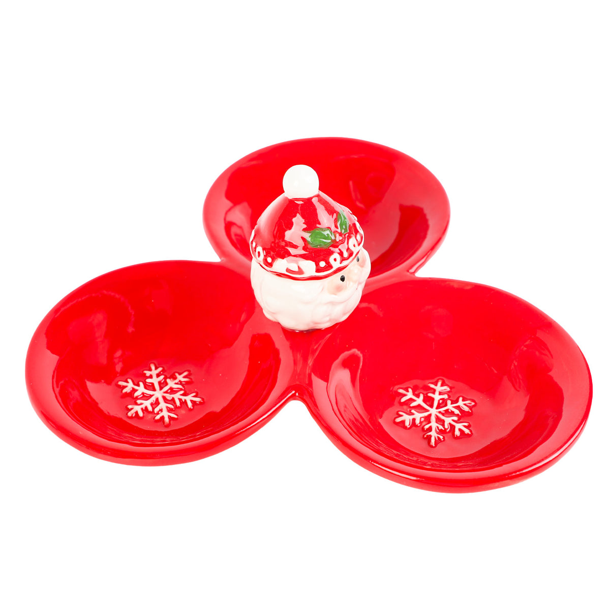 Pocillo triple ceramica navidad 22x20,5x9,5cm rojo
