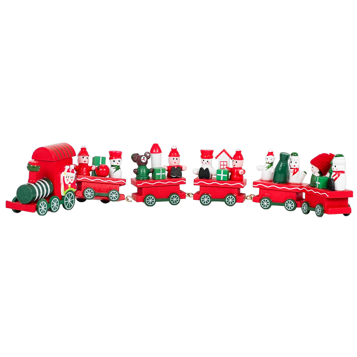 Tren madera navidad 33x7x2,5cm rojo verde surtido