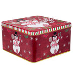 Caja lata navidad cuadrada 20,4x11,4cm mono nieve rojo