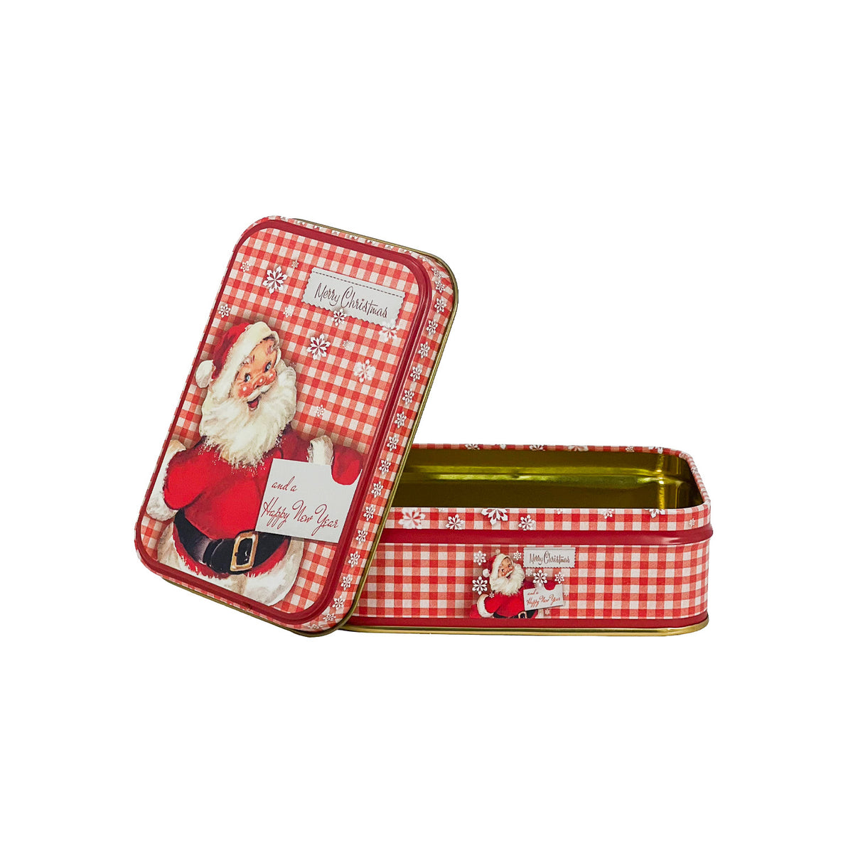 Caja lata navidad rectangular 12,3x8,5x4,5cm pascuero vintage