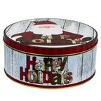 Caja lata navidad redonda 20x9,2cm pascuero mono pingüino snow